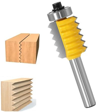 KEWAYO Muebles Moldura y Trim Router Bits, Router Bit Finger Joint pegamento fresa 8mm vástago elevado panel V Joint para madera Tenon madera cono Tenoning Bit