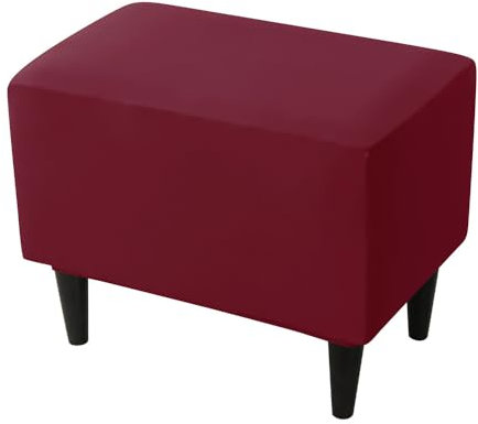 Highdi Ottomane Schonbezug Hockerbezug, Hocker Hussen für Rechteck Fußhocker, Stretch Bezug Ottomane Abdeckung Überzug Hocker Protector Waschbar Hockerabdeckung (1 Stück,Burgunderrot)