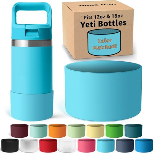 Jmoe USA Silicone Boot for Yeti Rambler Jr 12oz Bottle | 2mm Sleeve | Anti-Slip Boot | Protector for the Bottom of your Bottle | Protects Against Dents & Scratches | BPA Free Silicone (Reef Blue)