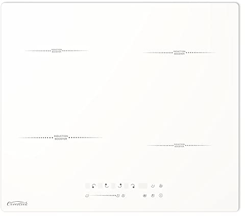 COVERCOOK Plug in Induction hob, 4 Zones Electric Cooktop White Glass, 13Amp 2800W with BS Plug, Built-in Cooker Hot Plate
