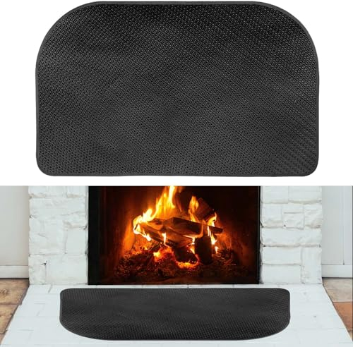 107x61cm Tapis de Cheminée, Tapis Ignifuge Fibre Verre Épaisse Tapis Foyer Antidérapant Noir Résistant Aux Flammes Étincelles Braises Protection de Sol pour Intérieur et Extérieur