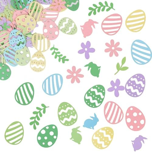 BHGT 100 Stück Ostern Konfetti Ostern Streudeko Oster Eier Tischdeko Osterhasen Deko Oster Tischdeko Easter Geschenk zum Basteln DIY