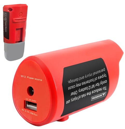 Aernair Battery Adapter Compatible with Milwaukee M12 12v Battery, Heated Jacket USB Charger Battery Adapter