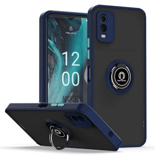 PIXFAB For Nokia C32 Case, Shockproof Magnetic Frosted Cover with 360° Rotatable Ring Kickstand, Protective Armour Phone Case Compatible with Nokia C32- Blue