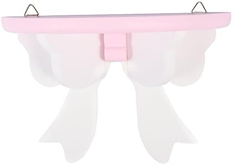 Amosfun Unique Bowknot Design Wooden Wall Shelf Easy Install Wall Hanging Storage for Girls Girls Bedroom Dec