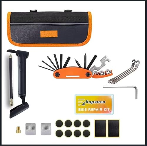 Juego de herramientas para bicicleta, maletín de herramientas para bicicleta con 16 en 1, multiherramienta para bicicleta, con bomba de bicicleta, kit de reparación para bicicleta de montaña y de