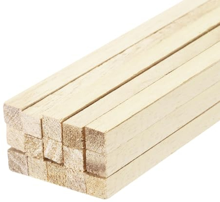 Sourcing Map Lot de 15 bâtons carrés en bois dur brut pour loisirs créatifs 25,4 x 0,5 x 0,5 cm