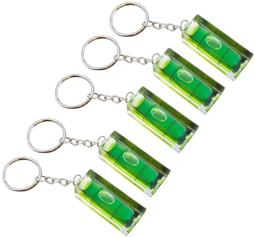 5 Stück Mini-Wasserwaage Set aus Acrylglas mit Schlüsselanhänger in grün | kleine Wasserwaage | Geschenk für Handwerker & Männer | Wasser Waage 2Go klein