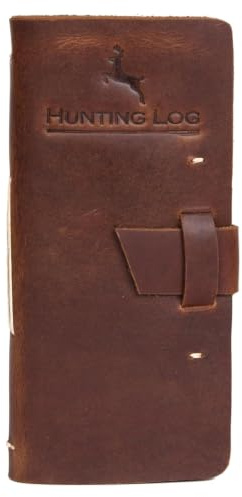Tolredo Made in Canada Premium-Jagdt-Tagebuch, genarbtes Rindsleder, Jagd-Logbuch, Geschenk für Jäger, 96 blutsichere Seiten (21,1 x 10,2 cm), Dunkelbraun