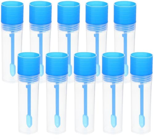 10Pcs Tubo de Muestras para Heces Plastico Heces Recipiente para Análisis 15 ml，Vasos Recipientes de Tubos de Botellas de Prueba Pequeños con Tapa para Prueba