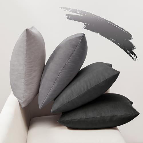 Softalker Kissenbezug 50x50 Grau 4er Set Samt Kissenhülle Kissenbezüge Sofakissen Dekokissen deko Wohnzimmer Kinderzimmer Esszimmer Cafe Hotel Restaurant Party Home Decor Cushion Cover Winter Herbst