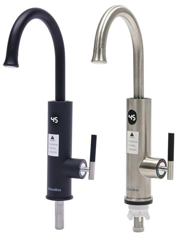 Hanmorfarbi Wasserhahn mit durchlauferhitzer, Küchenarmatur Armatur mit ablesbarer LED Temperaturanzeige,3200W IPX4 Wasserdicht Elektrischer wasserhahn, Edelstahl Wasserhahn Tropffreies (Schwarz)