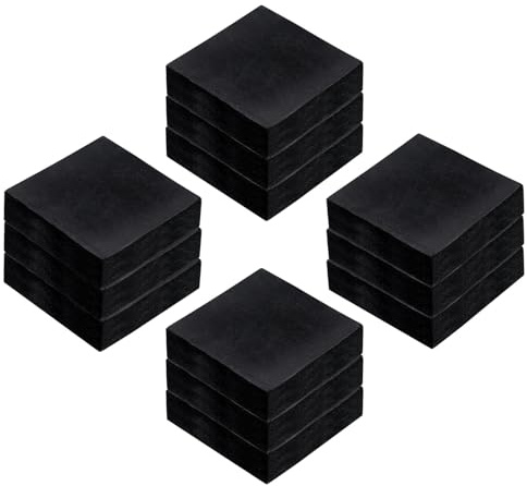 sourcing map 12pcs Rubber Anti-Vibration Pads Hard Pad, 50mm Square Vibration Isolation Mats, 15mm Thickness Non-Slip Rubber Blocks, Anti-Skid Anti Noise for HVAC, Compressor, Air Conditioner