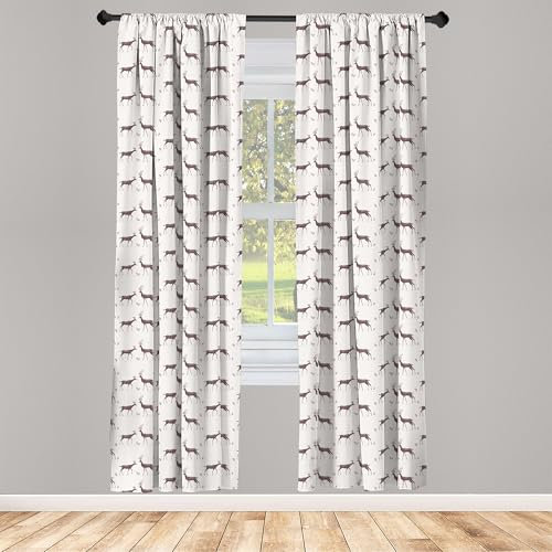ABAKUHAUS Hirsch Vorhänge 2er-Pack, Waldwaldwildlife-Muster-Druck mit Deer Silhouetten und Blättern, Vorhang für Wohnzimmer Schlafzimmer, 4 Stück 75 cm x 245 cm, Mauve Taupe und Eggshell