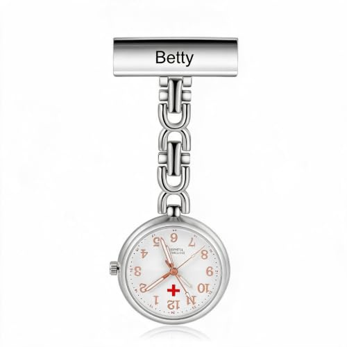 lorajewel Personalisierte Krankenschwester Uhren mit Namen Taschenuhren für Damen Mit Clip Geschenk zum Tag der Krankenschwestern Armbanduhr