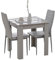 Rainbow Tree Modern 3-Piece Dining Set, Wooden Square Table with 2 Leather Chairs for Small Spaces (Grey Table+2 Grey PU Chairs)