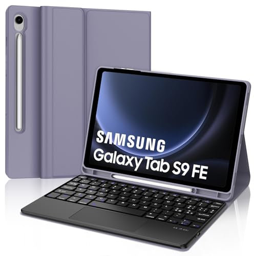 JADEMALL Custodia Tastiera con Trackpad per Samsung Tab S9 FE/S10 FE, Italiano Tastiera per Samsung Galaxy Tab S9 FE 10.9, QWERTY Tastiera Bluetooth Staccabile con Touchpad, Viola