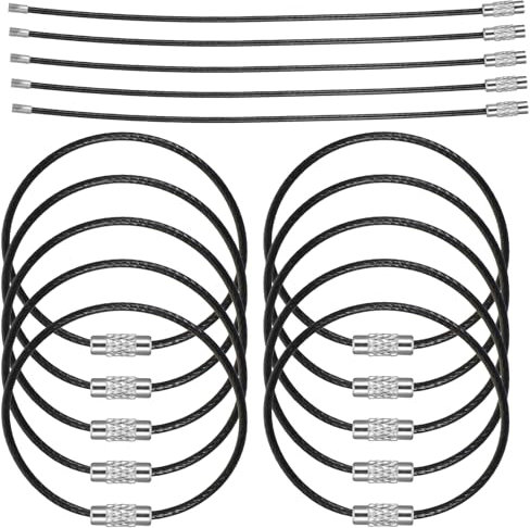 AOZUO 25 Stück 15cm Schlüsselringe Edelstahl,Schlüsselring Mit Kette,Schlüsselring Drahtseil Schlüsselanhänger Groß Metall Drehverschluss Draht Schlüsselbund Kabel Keychain Ring Für Wandern Heavy
