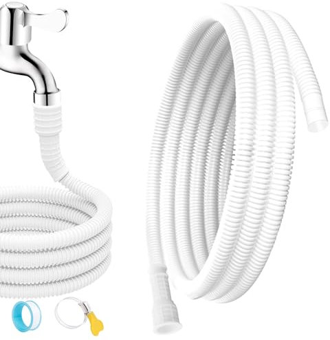 Universal Dehumidifier Drain Hose 6.6 Feet Air Conditioner Hose with Cut-Table Rubber Adapter Connect Clamp and Teflon Tape, Drain Pipe for Dehumidifiers, Air Conditioners