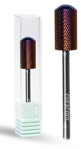 Curacoro Nagelfräser 3/32, L-förmiger Smooth Stop Hartmetall-Bit (Fein) | L-förmiger Bit, professionelles Finish, sanftes Entfernen, Buffern & Polieren von Gelnägeln
