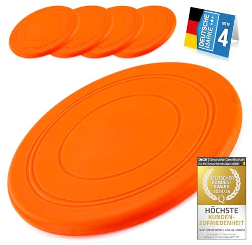 all Pets United® Hunde Frisbee Wurfscheibe Hunde-Spielzeug; Agility Trainingszubehör; Wurfspielzeug aus flexiblem Kautschuk für extra viel Spiel, Spaß und Sicherheit (4 Stück)