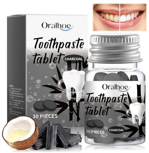 Kaubare Zahnpasta Tabletten, Hydroxylapatit zahnpasta, Fluoridfreie Zahnpasta Tabletten, zahnputztabletten mit Aktivkohle Whitening, Zahnpflege, Frischer Atem