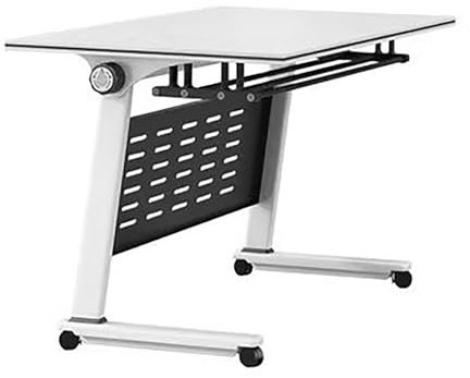 IYUESQ Computertisch, Klapptisch mit 4 Lenkrollen, Konferenztisch, moderner weißer Tisch für Büro und Besprechungsraum (Größe: 140 x 60 cm)