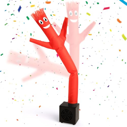 Mealivos Mini Wacky Winkender aufblasbarer Schlauch mit Gebläse, Mini-Schlauchmann für Desktop-Dekoration, Osterkorbfüller, weißer Elefant, Geschenk für Geburtstage, Party, Geschäft, Büro (rot)