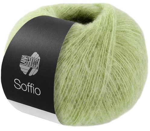 LANA GROSSA Soffio | Flauschiges Lace-Garn aus Merino- & Baumwolle mit 10% Kaschmir | Handstrickgarn aus 60% Schurwolle (Merino superfein), 30% Baumwolle (Bio) | 25g zum Stricken | 212m Garn FB 21