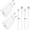 2Pack Caricatore for iPhone 14/13/12/11/XS/XR/X/SE, USB C Rapido Caricabatterie with 3m Cavo Spina Adattatore Alimentatore per Apple iPhone 14/13/12/11/Pro max/iPad/plus/Mini/10/9/8/7/6/5 SE