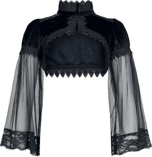 Gothicana by EMP Damen schwarzer Bolero mit Spitzenbesatz und puffigen Oberärmeln