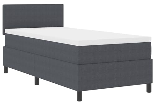 vidaXL Boxspringbett mit Matratze Dunkelgrau 80 x 200 cm, aus Cordstoff und Holzrahmen. Zeitgemäße Schlaflösung in kompakter Bauweise, perfekt für Dein Schlafzimmer.