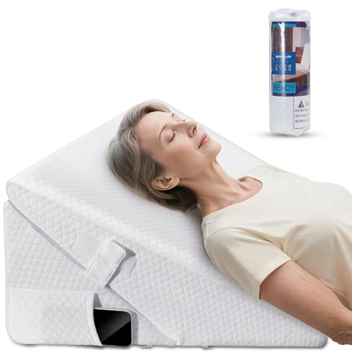 Kekoy Verstellbares Keilkissen Bett, Weiß, 23 und 30,5 cm | Schlafapnoe, Säure Reflux, Rückenschmerzen, Schnarchen. Genesung – Memory-Schaum Reflux Kissen, waschbare Hülle, Griff