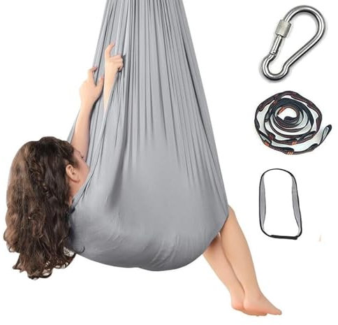 Columpio sensorial de hasta 300 Libras for Interiores y Exteriores(Silver Grey)