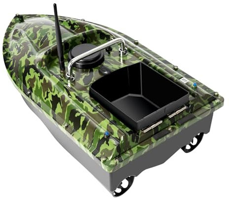 JJsdwin Bateau à appât, double moteur, pêche nocturne, 500 m télécommandé, avec boîtes à appâts et lumière LED