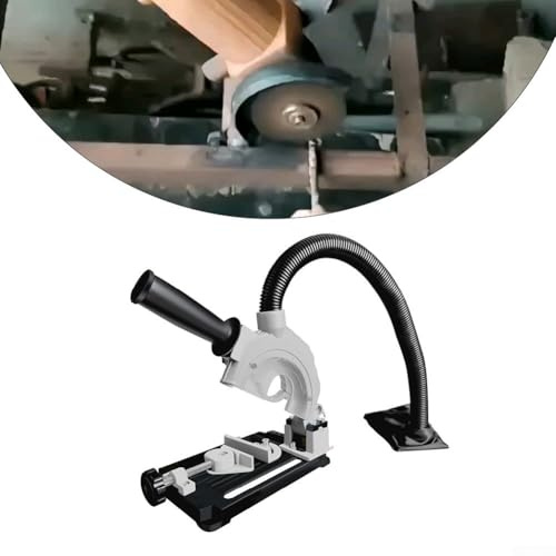 Winkelschleifer-Ständer für 115 mm bis 125 mm Trennscheiben mit 45-Grad-Klemmung, Halterung aus Aluminiumlegierung und Sockel aus Gusseisen, inklusive Vakuumschlauch und Staubbeutel