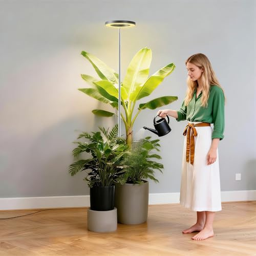 LED Pflanzenlicht für Zimmerpflanzen, Höhenverstellbare Pflanzenlampe, Vollspektrum Wachstumslampe, Automatischer 6/12/18H Timer, 3Beleuchtungsmodi