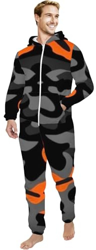FENGNAHAI Adult Onesie Pajamas for Men One-Piece Costume Hooded Sleepwear Jumpsuit Super Soft Fleece