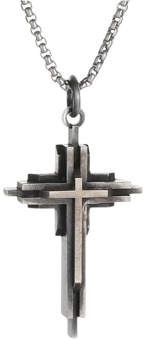 meberg Karma NH11460754 Halskette mit Kreuz Vintage Silber Herren 60 cm Kette Herrenschmuck Kreuzkette Männer Herrenhalskette mit Anhänger Geschenk für Ihn
