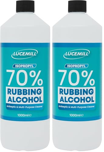 Lucemill 70% Rubbing alcohol | Super Strength IPA First Aid Antiseptic | 70% Isopropyl Alcohol | Clear Liquid (Screw Cap, 1 Litre) (Pack of 2)