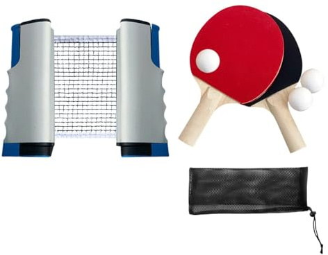 rongweiwang Tischtennis Set mit Schlägern und Bällen, professionelles Spielzubehör mit praktischer Aufbewahrungstasche, ideal für drinnen und draußen, Grau