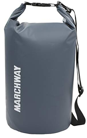 MARCHWAY, Schwimmender, wasserdichter Trockensack, 5 l, 10 l, 20 l, 30 l, 40 l, Roll-Top, Hält Ausrüstung trocken für Kajakfahren, Rafting, Schwimmen, Camping, Wandern, Strand, Angeln, Grau, 10 l