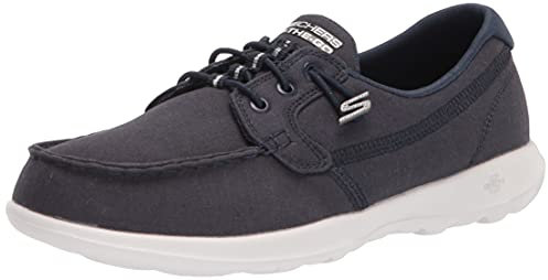 Skechers Women's Go Walk Lite-15430 Wide Boat Shoe, Navy, 8 UK