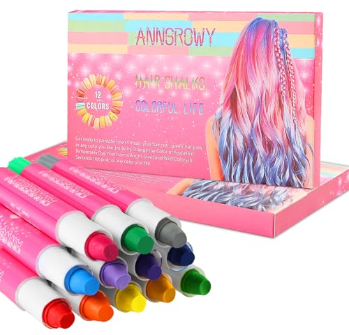 12 Colors Hair Chalk for Girls Kids Face Paint Temporary Hair Chalks pens for Any Age(3+) Hair Color for Halloween Makeup Birthday Present Gifts for Girls Kids Hair Chalk Salon Washable Hair Dye