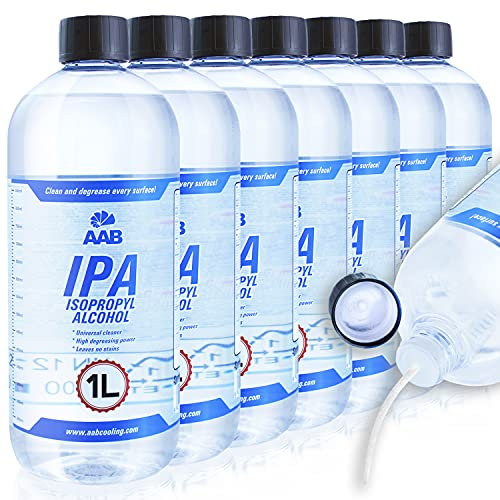 AABCOOLING IPA 1L 7er Set, Isopropanol 99,7%, universeller Reinigungsalkohol, Brennspiritus für Fett, Öl und Klebstoffe, sehr effizienter Entferner