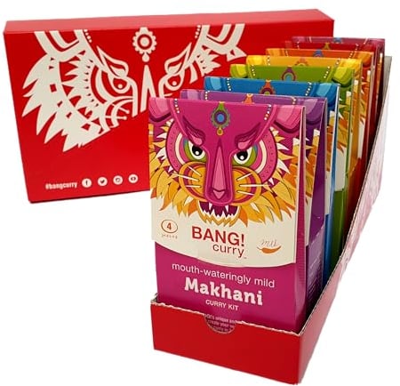 BANG Curry Spice Gift Set |8 Authentic Curry Sauce Kits Mixed Spice| Mild, Medium & Spicy bbq rub and spices| Easy to Use| 100% Natural Gluten and Dairy Free| Delicious meal kit Cooking gifts for men