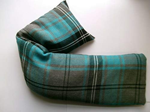 Wheat Heat Pack Cotton Tartan Microwave Wheat Bag Unscented, Turquoise