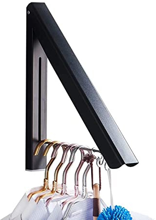 IN VACUUM Clothes Drying Rack, Laundry Racks for Drying Clothes, Wall Mounted Retractable Clothes Hanger for Laundry Room, Garage, Indoor & Outdoor Use, Aluminum (1 Racks, Black)