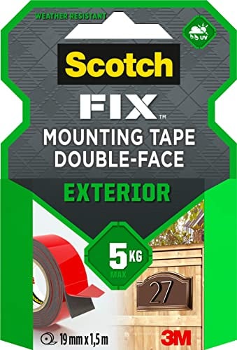 Scotch Fix Ruban de Fixation pour Extérieur - 19 mm x 1,5m, 1 Rouleau (L'emballage peut varier)