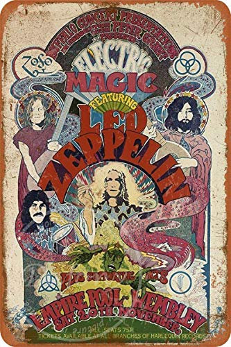 Led Zeppelin Wall Metal Poster Retro Targa di avvertimento Targa in latta Vintage Iron Painting Decorazione Divertente Appeso Artigianato per Garage Bar Ristorante Club